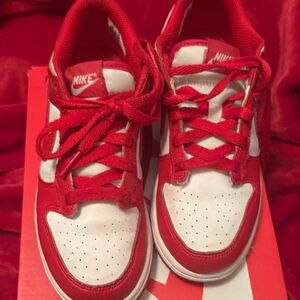 Nike Kids Red and White Low-Top Sneakers - Icon Swoosh